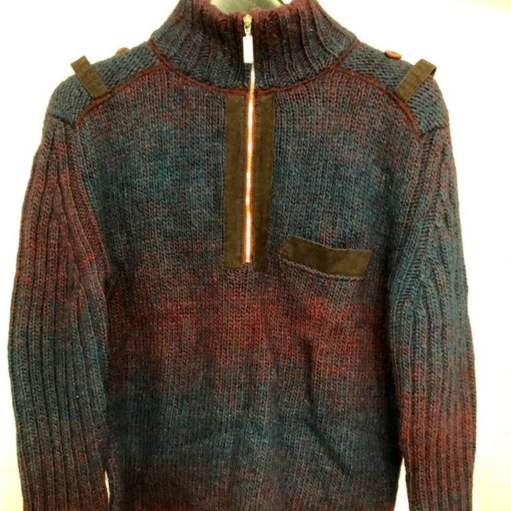 VERSACE JEAN COUTURE LUXURY KNIT HALF ZIP SWEATER MADE IN ITALY